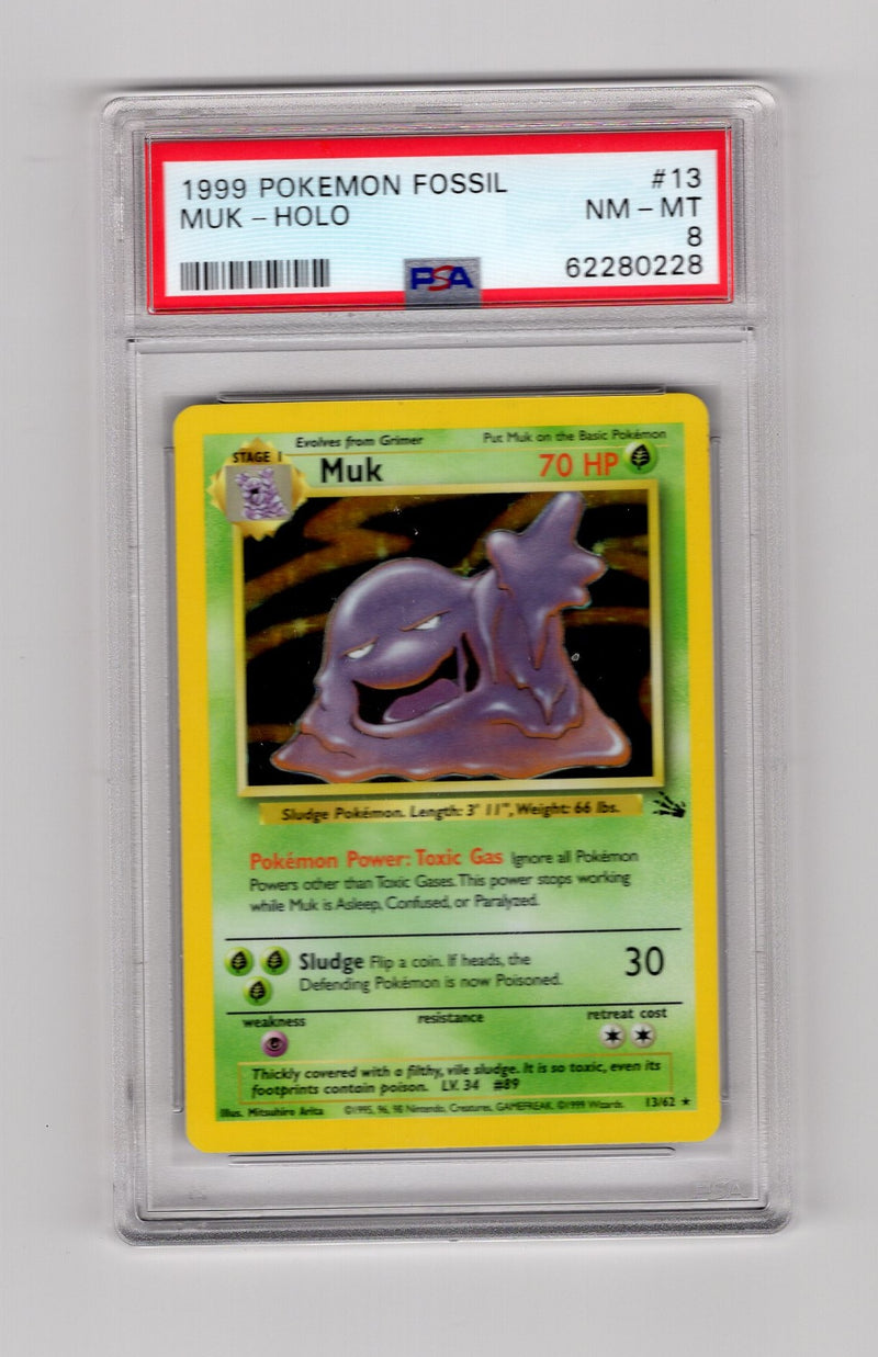 Muk - 13/62 (FO) Holo Rare - Unlimited Near Mint Holofoil (Graded - PSA 8)