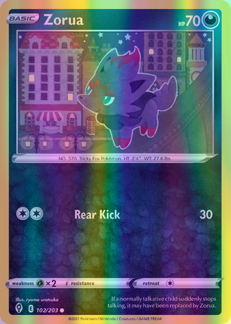 Zorua - 102/203 (SWSH07) Common - Near Mint Reverse Holofoil