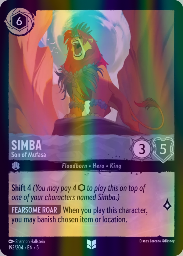 Simba - Son of Mufasa (Shimmering Skies 192/204) Uncommon - Near Mint Cold Foil