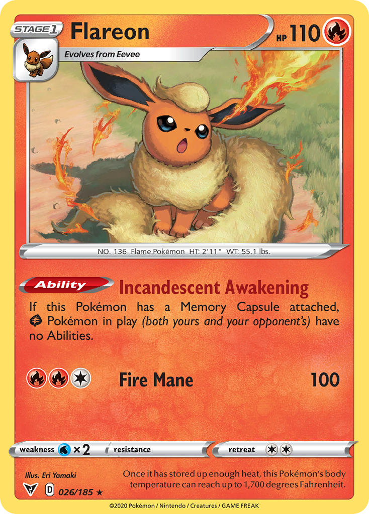 Flareon - 026/185 (SWSH04) Rare - Near Mint