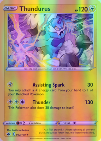 Thundurus - 052/198 (SWSH06) Holo Rare - Near Mint Reverse Holofoil