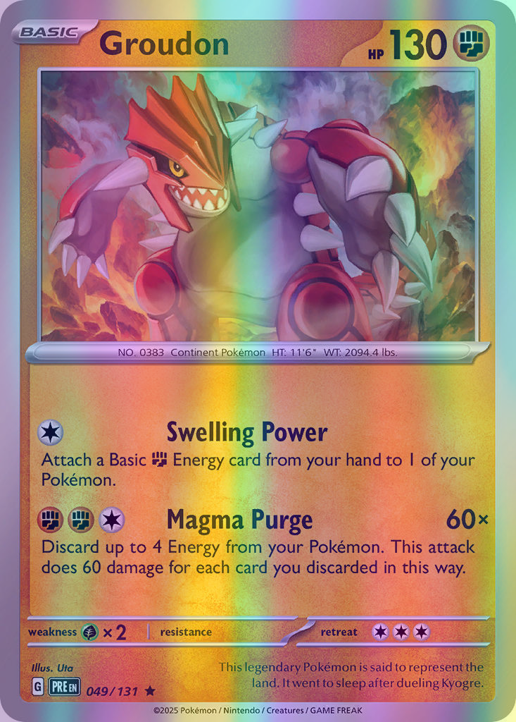 Groudon - 049/131 (PRE) Rare - Near Mint Reverse Holofoil