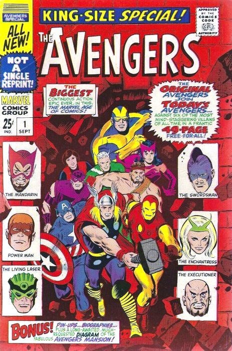THE AVENGERS ANNUAL (1967 Series) #1 (2.0) Original & New Avengers Team-Up, One-page Pin-up, Living Laser, Swordsman, Power Man, Mandarin App