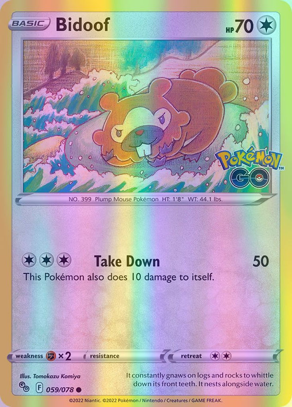 Bidoof (Peelable Ditto) - 059/078 (PGO) Common - Near Mint Reverse Holofoil