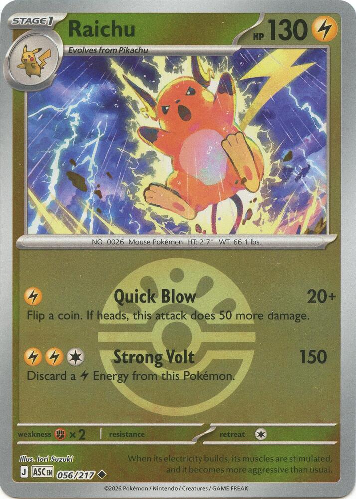 Raichu (Friend Ball) - 056/217 (ASC) Uncommon
