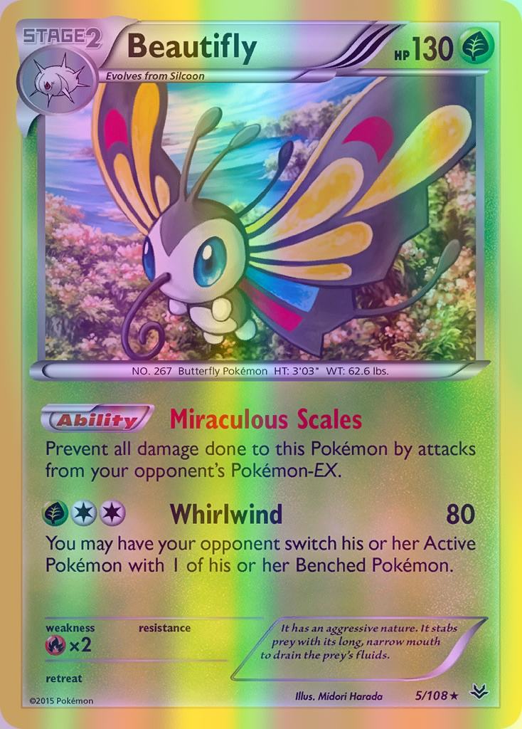 Beautifly - 005/108 (ROS) Holo Rare - Near Mint Reverse Holofoil