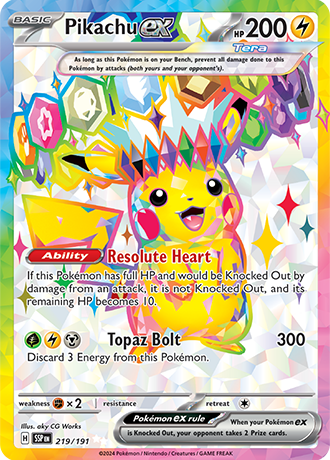 Pikachu ex - 219/191 (SSP) Ultra Rare - Near Mint Holofoil