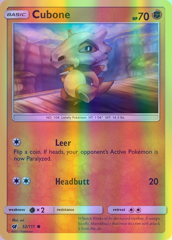 Cubone - 052/111 (CIN) Common - Near Mint Reverse Holofoil