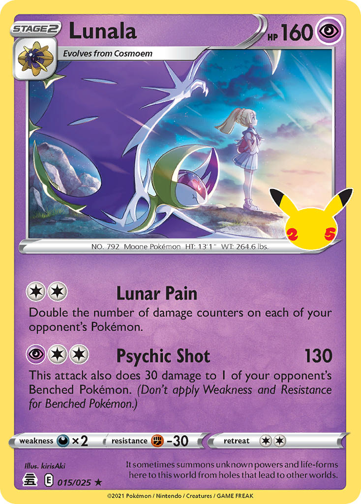 Lunala - 015/025 (CLB) Holo Rare - Near Mint Holofoil