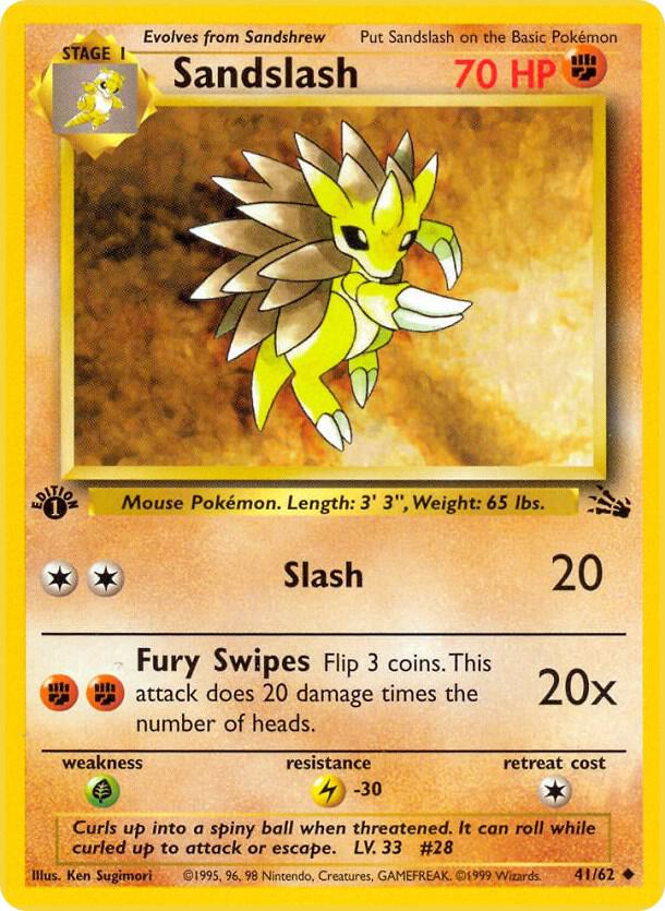 Sandslash - 41/62 (FO) Uncommon - Light Play 1st Edition