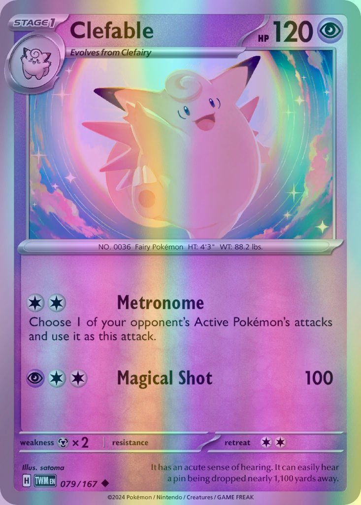 Clefable - 079/167 (TWM) Uncommon - Near Mint Reverse Holofoil