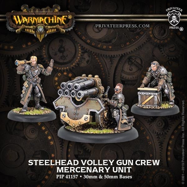 Warmachine: Mercenaries - Steelhead: Volley Gun Crew, Unit (3 Metal / Resin)