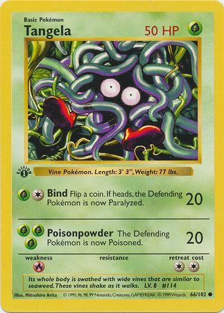 Tangela - 066/102 (BS) 1st Edition Common - Near Mint