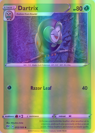 Dartrix - 012/189 (SWSH03) Uncommon - Near Mint Reverse Holofoil