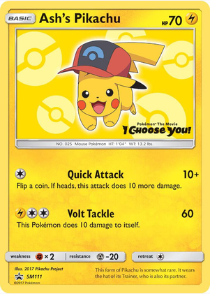 Ash's Pikachu - SM111 (SM:PR) Promo - Light Play
