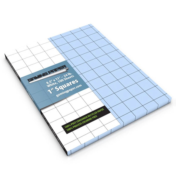 Gaming Paper: 1" Squares Singles Pack - Blue (100 Sheets)