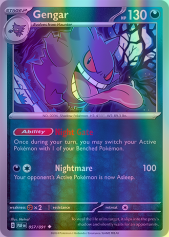 Gengar - 057/091 (PAF) Uncommon - Near Mint Reverse Holofoil