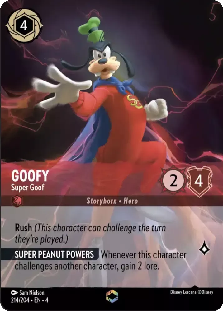 Goofy - Super Goof (Alternate Art) (Ursula's Return 214/204) Enchanted - Near Mint Holofoil