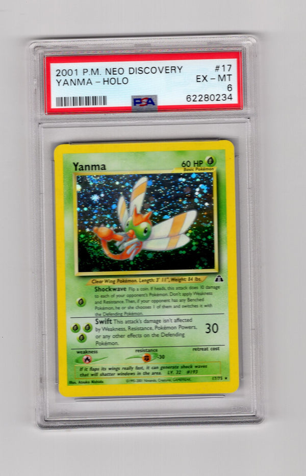 Yanma - 17/75 (N2) Holo Rare - Unlimited Moderate Play Holofoil (Graded - PSA 6)