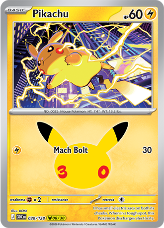 Pikachu - 030/128 (30C) Pikachu Rare