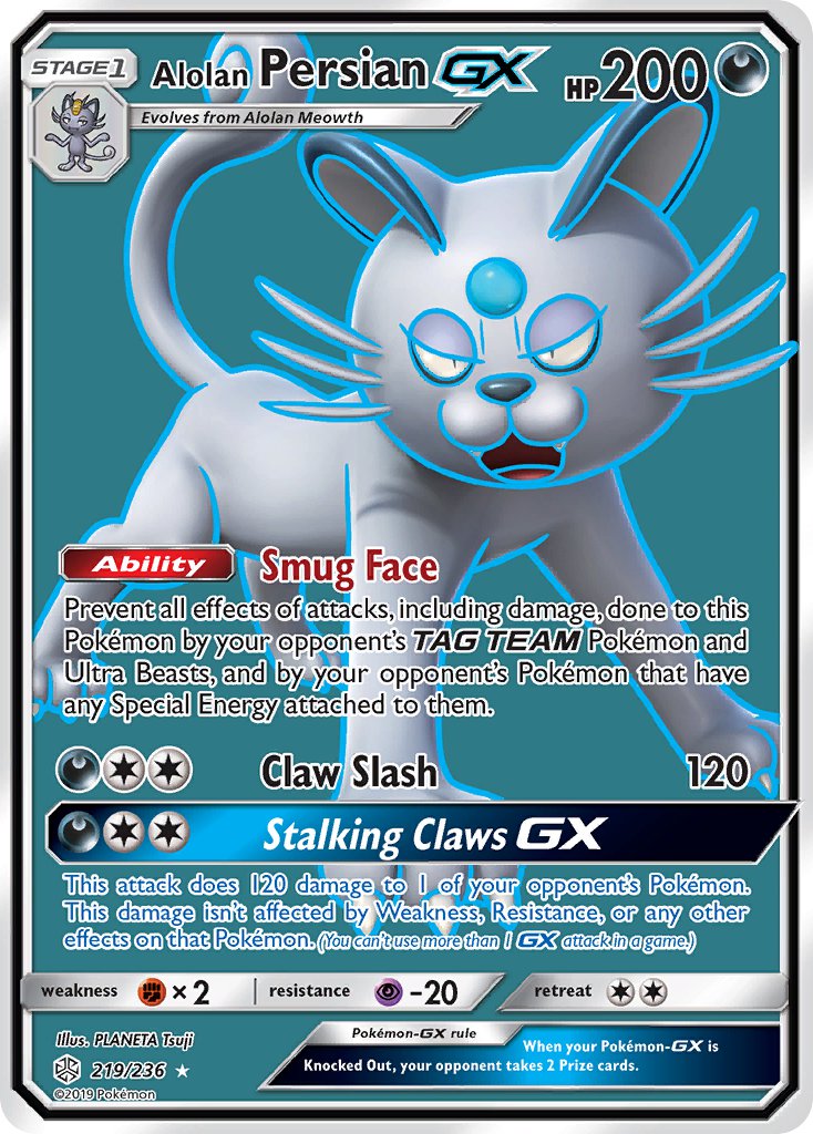 Alolan Persian GX (Full Art) - 219/236 (CEC) Ultra Rare - Near Mint Holofoil