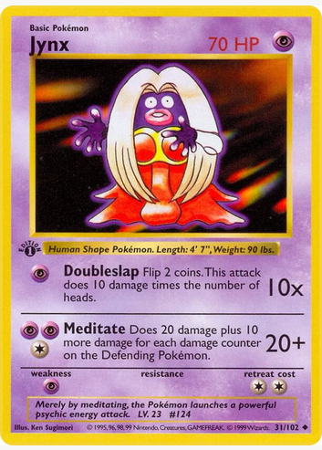 Jynx - 031/102 (BS) 1st Edition Uncommon - Light Play