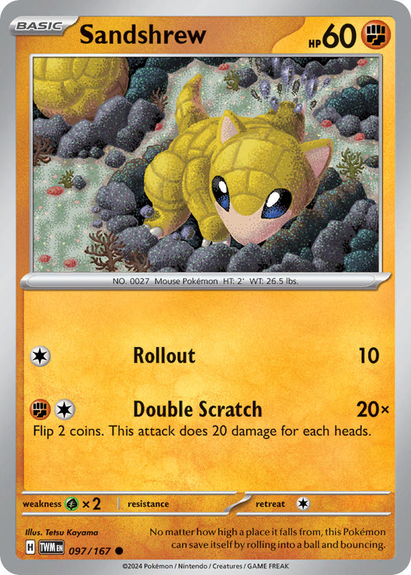 Sandshrew - 097/167 (TWM) Common - Near Mint