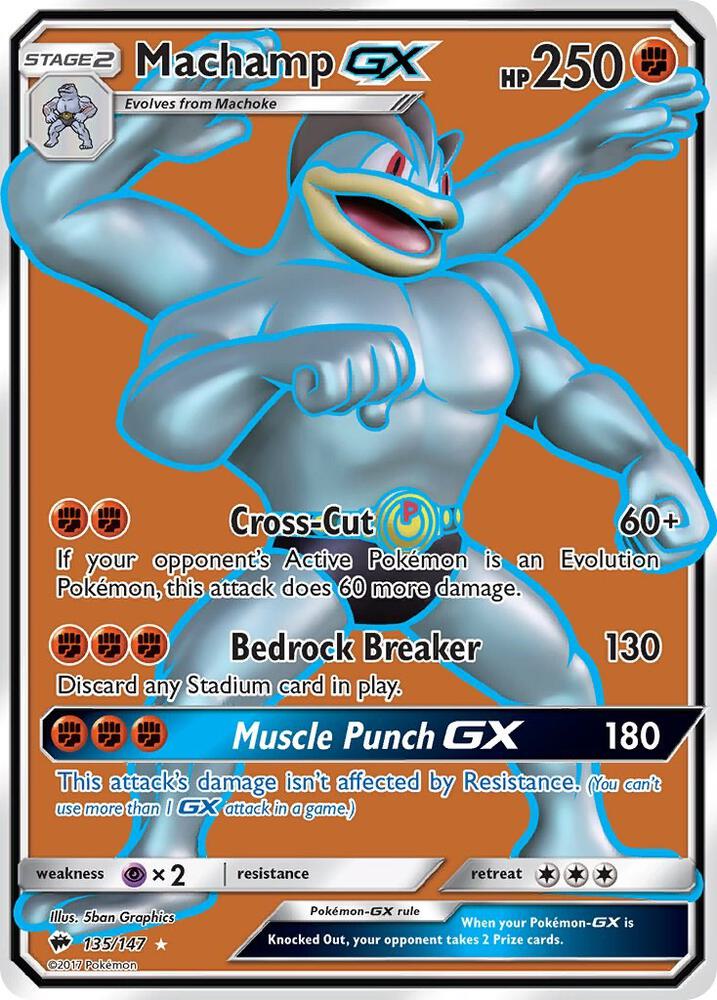 Machamp GX (Full Art) - 135/147 (SM:BUS) Ultra Rare - Light Play Holofoil