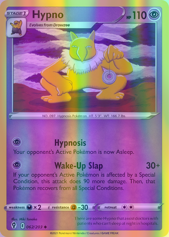 Hypno - 062/203 (SWSH07) Uncommon - Near Mint Reverse Holofoil