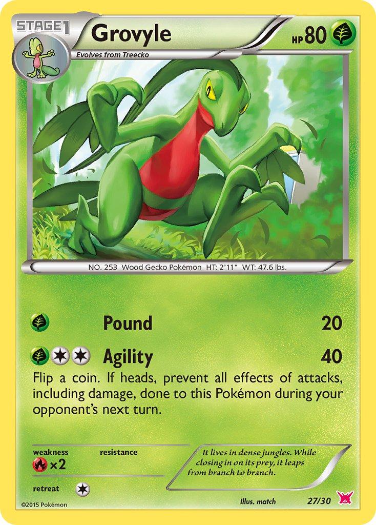 Grovyle - 27/30 (TK8A) Common - Near Mint