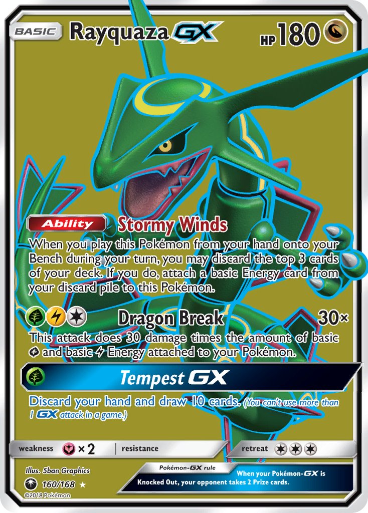 Rayquaza GX (Full Art) - 160/168 (CES) Ultra Rare - Near Mint Holofoil