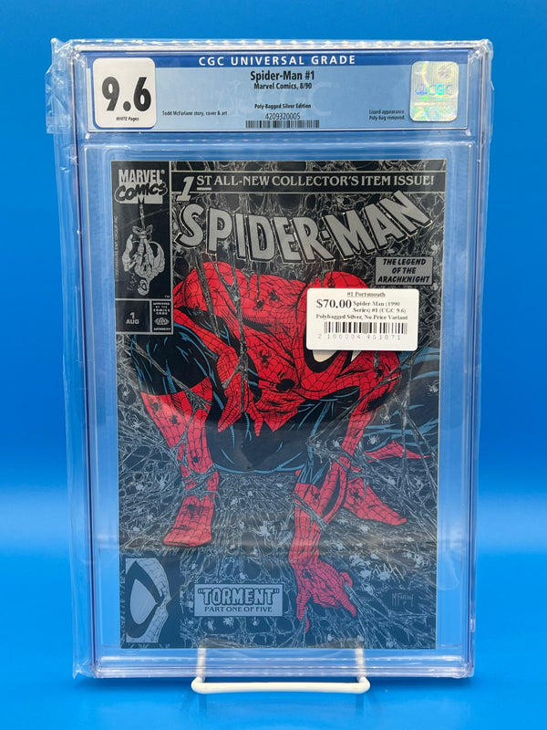 Spider-Man (1990 Series) #1 (CGC 9.6) Polybagged Silver, No Price Variant