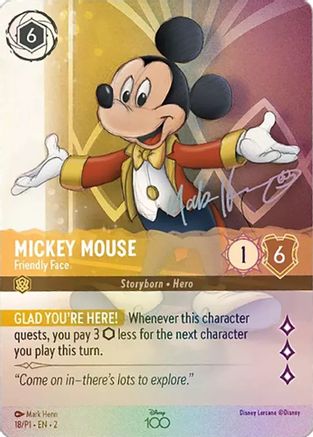 Mickey Mouse - Friendly Face (Alternate Art) (Disney100 Promos 18/P1) Promo - Near Mint Holofoil