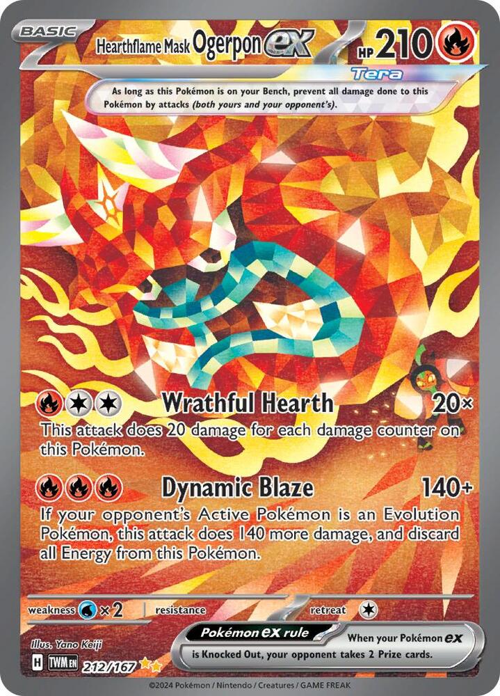 Hearthflame Mask Ogerpon ex - 212/167 (TWM) Special Illustration Rare - Light Play Holofoil