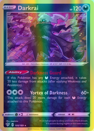 Darkrai - 105/189 (SWSH03) Holo Rare - Near Mint Reverse Holofoil