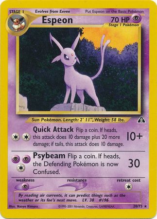 Espeon (20/75) Rare - Unlimited Moderate Play