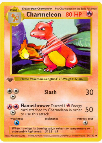 Charmeleon - 024/102 (BSS) 1st Edition Uncommon - Light Play