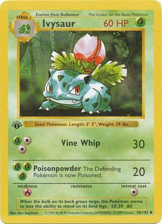 Ivysaur - 030/102 (BS) 1st Edition Uncommon - Near Mint