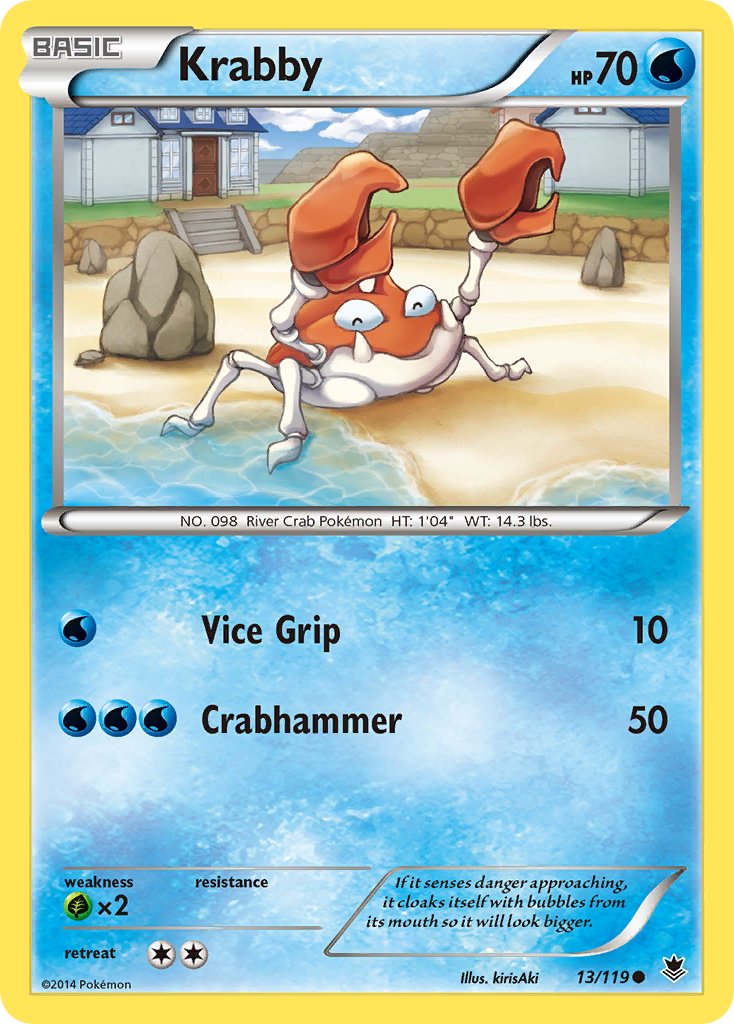 Krabby - 013/119 (PHF) Common - Near Mint