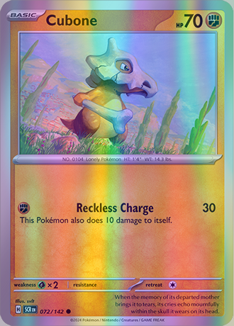 Cubone - 072/142 (SCR) Common - Near Mint Reverse Holo