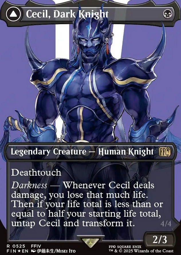 Cecil, Dark Knight // Cecil, Redeemed Paladin [ #0525 Surge Foil Borderless Alternate Art ] (FIN-R)