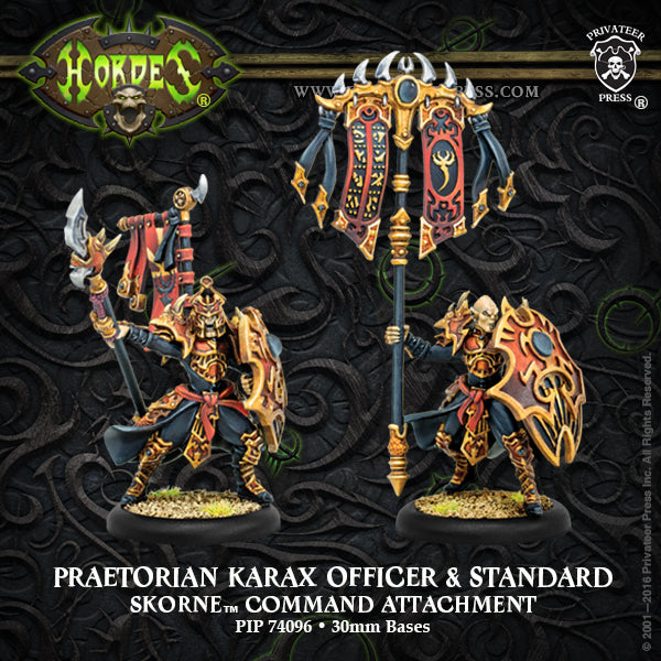 Hordes: Skorne - Praetorian Karax Officer & Standard Bearer, Unit Command Attachment (2 Metal / Resin)