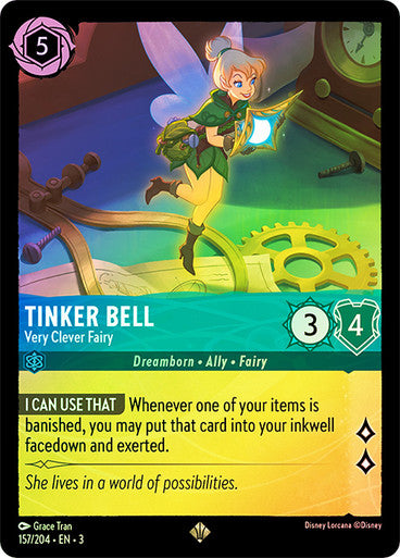 Tinker Bell - Very Clever Fairy (Into the Inklands 157/204) Super Rare - Near Mint Cold Foil