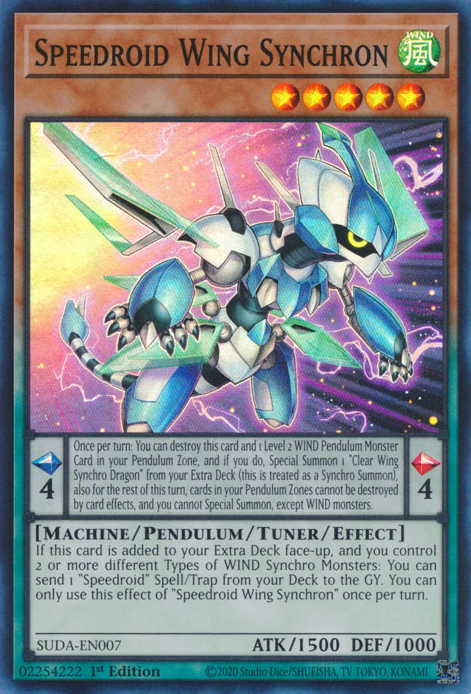 Speedroid Wing Synchron (SUDA-EN007) Super Rare - Near Mint 1st Edition