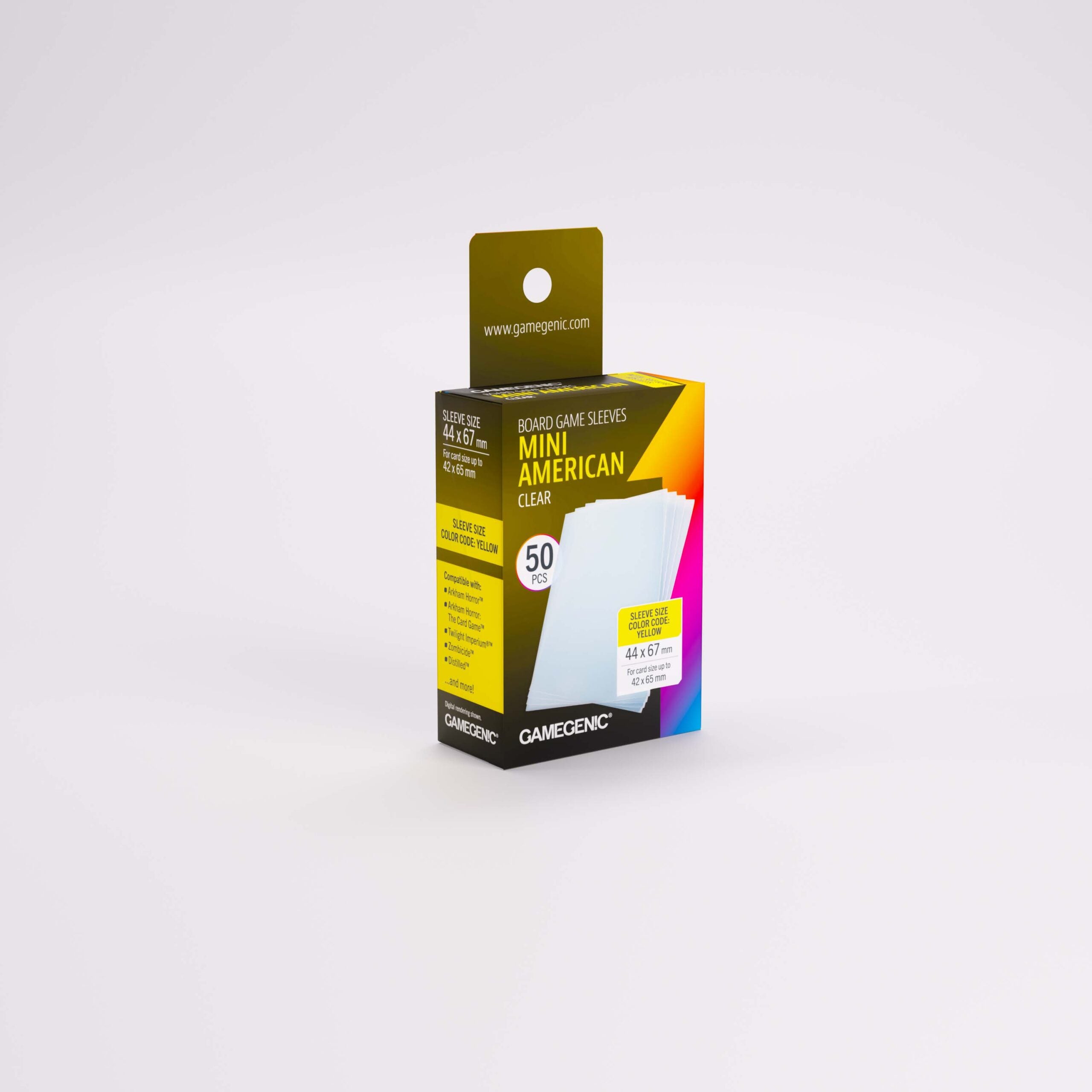 GameGenic: Board Game Sleeves - Clear: Mini American (Yellow 50ct)