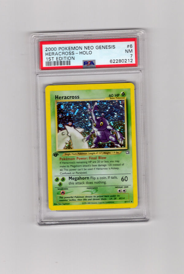 Heracross - 006/111 (N1) Holo Rare - 1st Edition Light Play Holofoil (Graded - PSA 7)