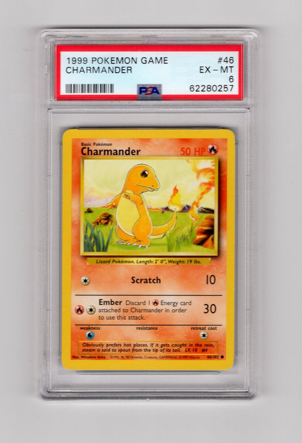 Charmander - 046/102 (BS) Common - Unlimited Moderate Play (Graded - PSA 6)