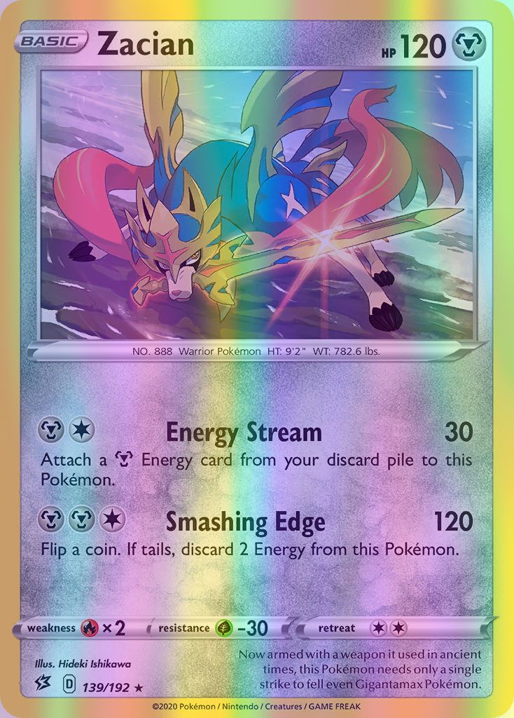 Zacian - 139/192 (SWSH02) Rare - Near Mint Reverse Holofoil