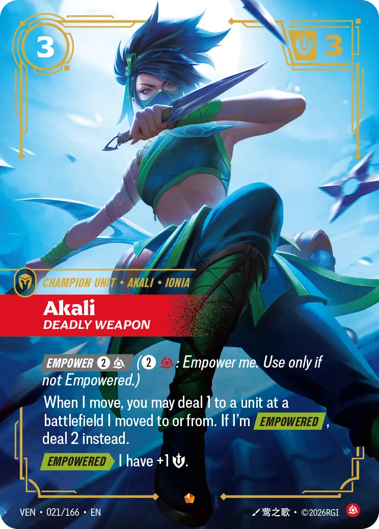 Akali, Deadly Weapon - 021/166 (VEN) Epic