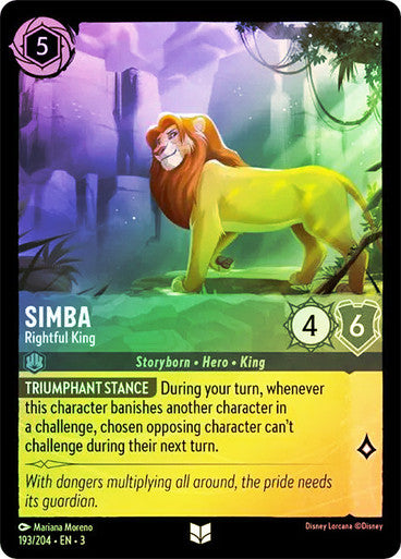 Simba - Rightful King (Into the Inklands 193/204) Uncommon - Near Mint Cold Foil